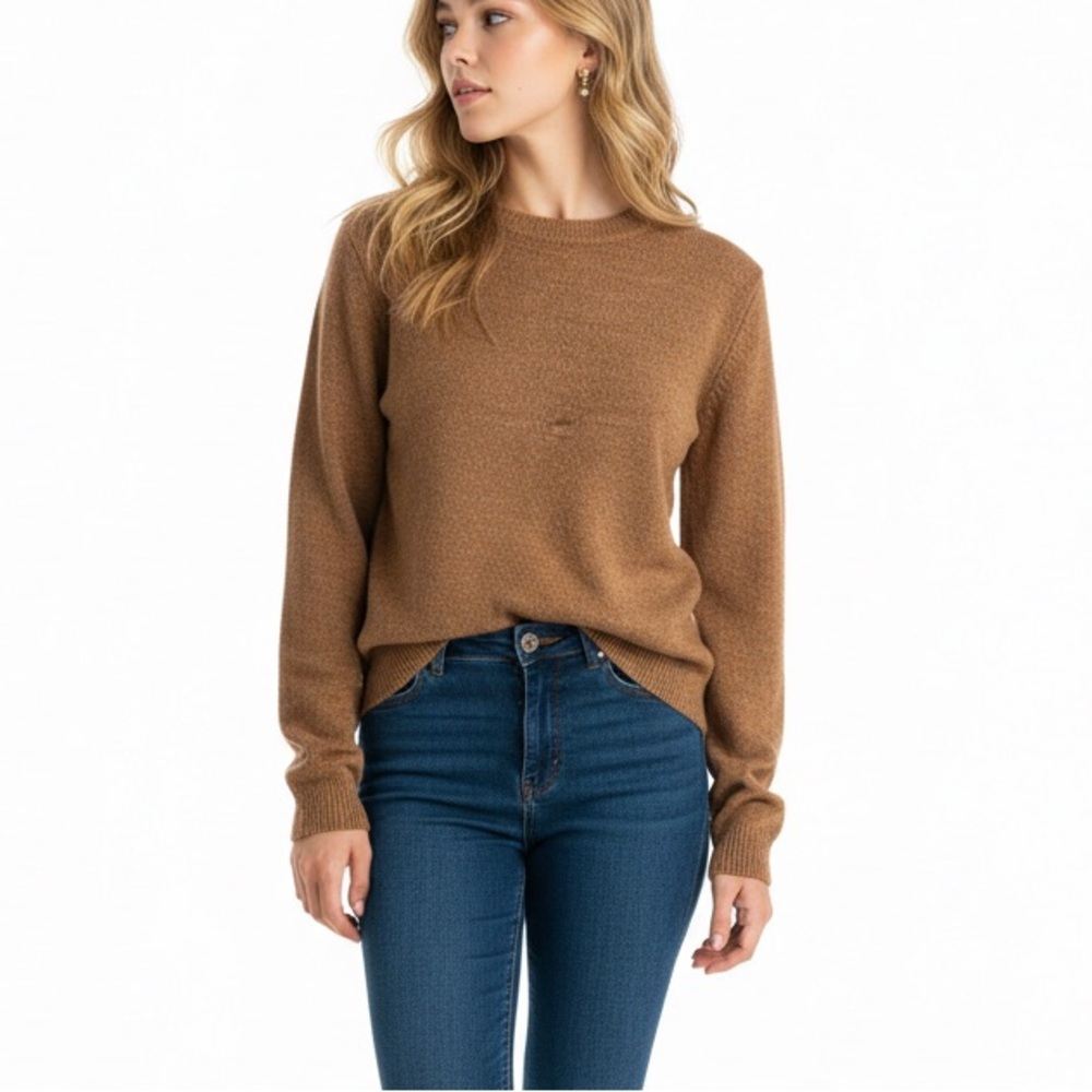 Frank and Oak Brown/rust tweed mottled cotton sweater, Sz  Small